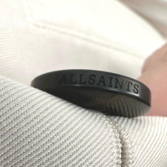 Allsaints Cream Lia Mac Trench Coat Duster Womens M Button Front Double Breasted - Picture 14 of 14